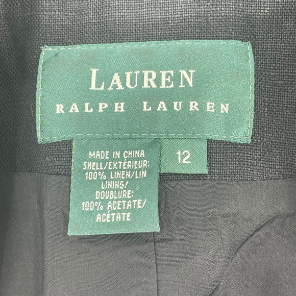 Lauren Ralph Lauren Women's Charcoal Gray 100% Linen Blazer Size 12 - Picture 4 of 11